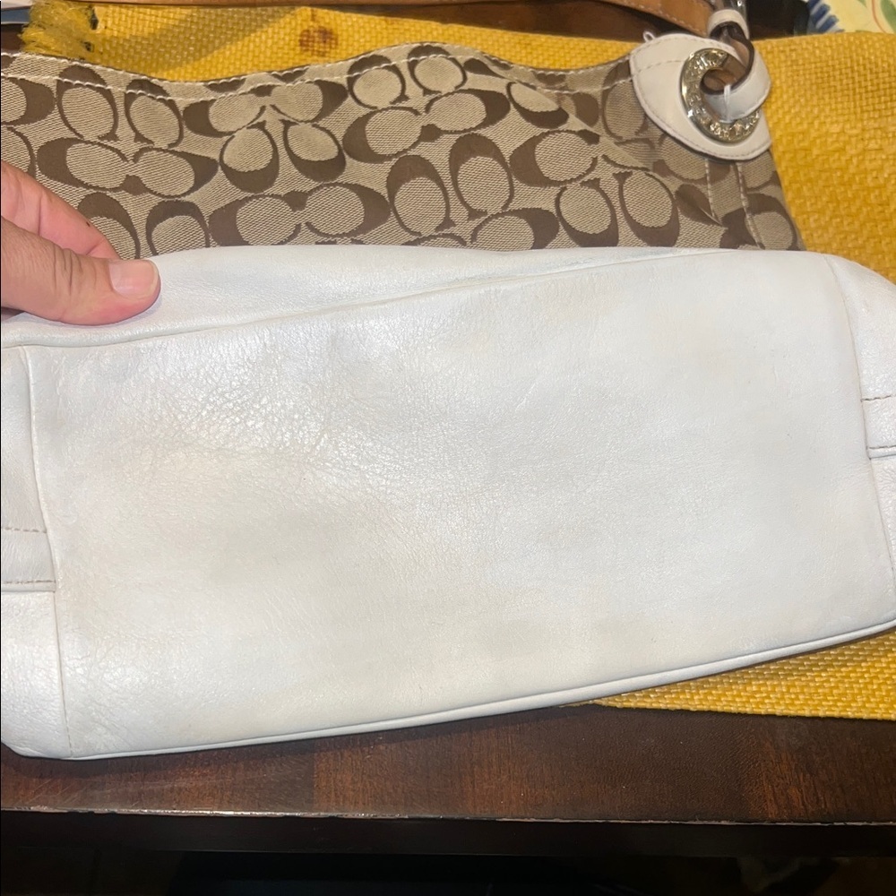 Coach Brown and White Signature Shoulder Bag - Picture 5 of 6